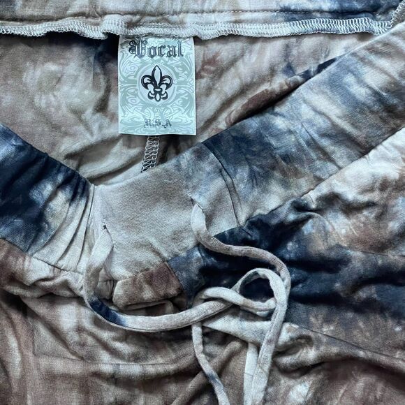 Vocal Tie Dye Pants with Stones Size M Embellished Drawstring Pockets Rhinestone - Picture 8 of 10